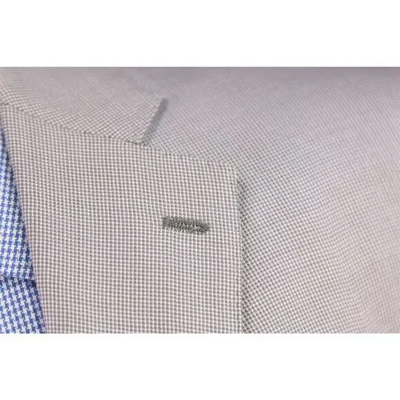 Gi Capri Napoli Gray/Pearl Woven Silk-Wool 2-Btn Handmade Sportcoat Blazer 44R